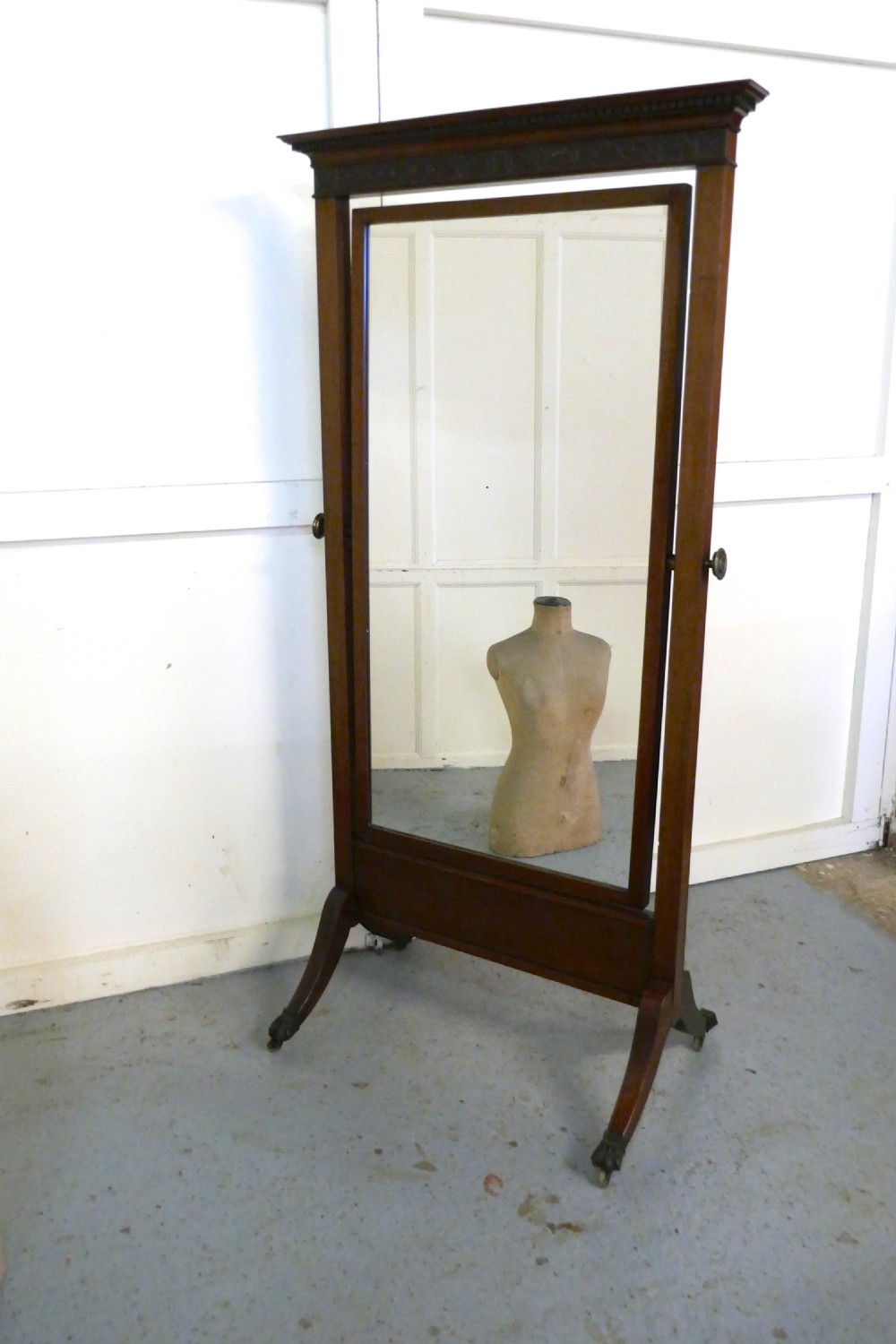 Large Victorian Mahogany Cheval Mirror View IV