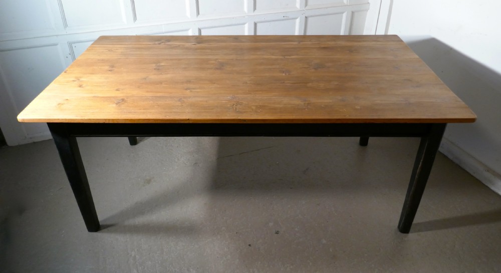 A Good Old Rustic Pine Farmhouse Table View IX