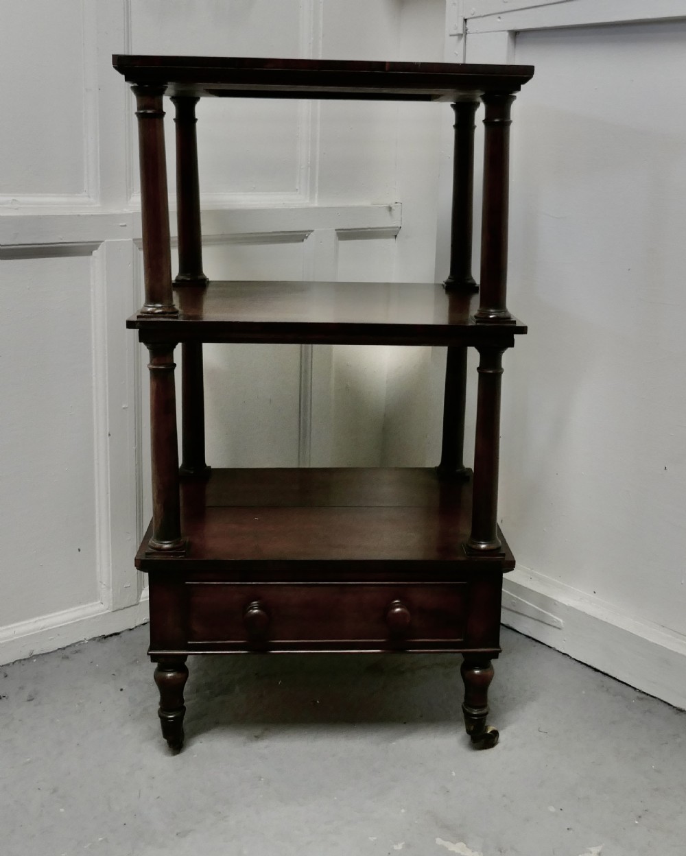  Three Tier Regency Rosewood Whatnot with Drawer