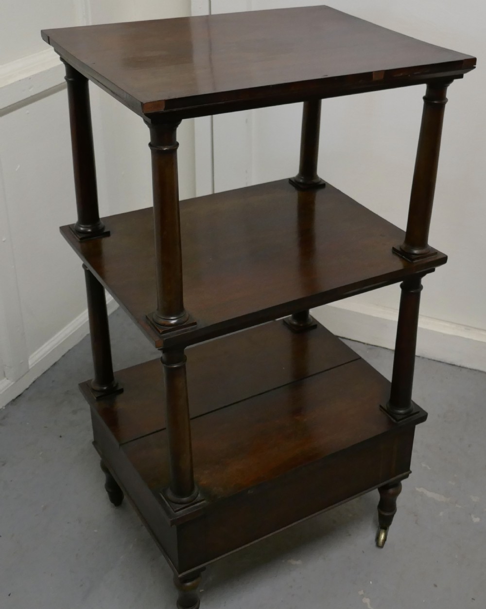  Three Tier Regency Rosewood Whatnot with Drawer View VI
