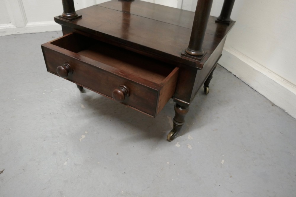  Three Tier Regency Rosewood Whatnot with Drawer View VII
