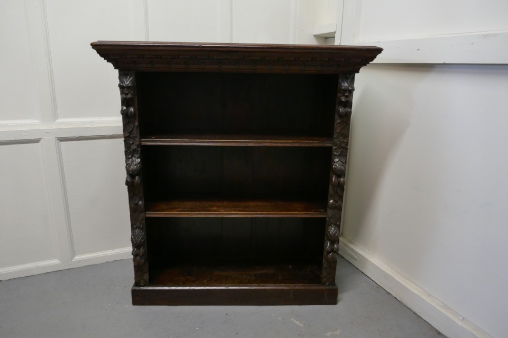 Victorian Green Man Gothic Open Bookcase.