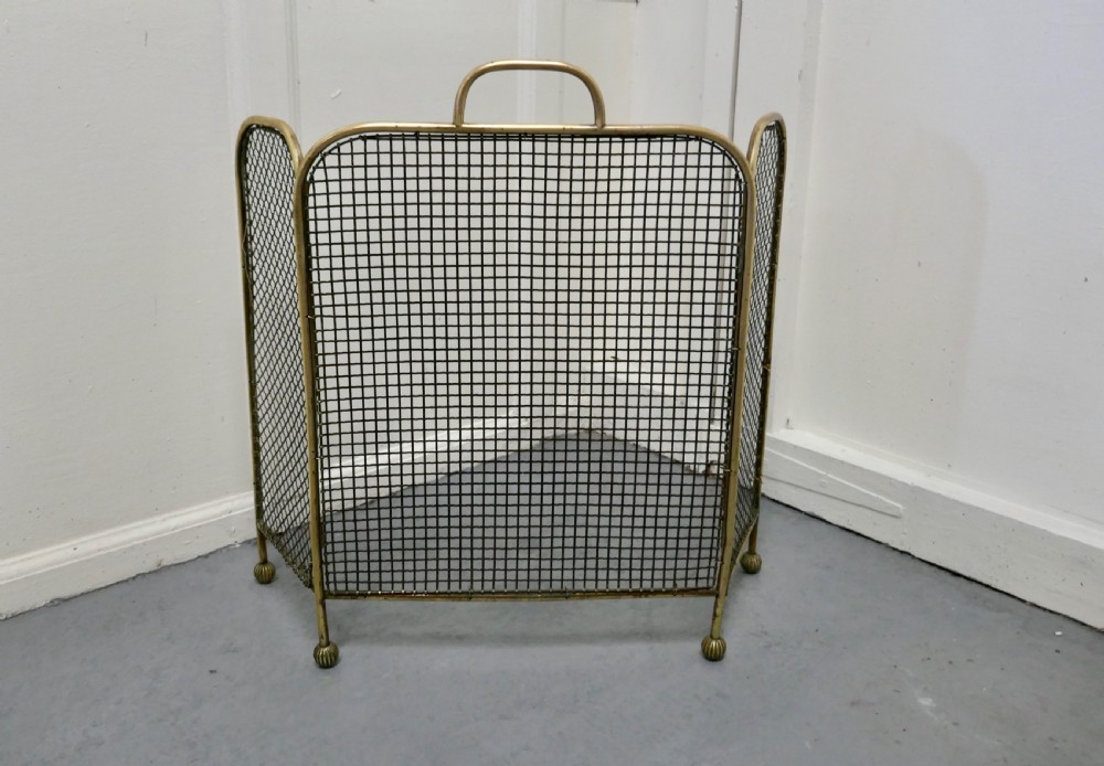 19th Century Folding Brass Fire Guard 