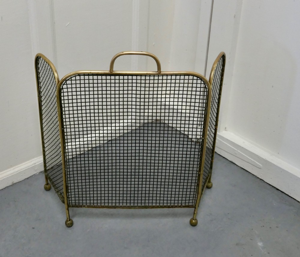 19th Century Folding Brass Fire Guard  View II