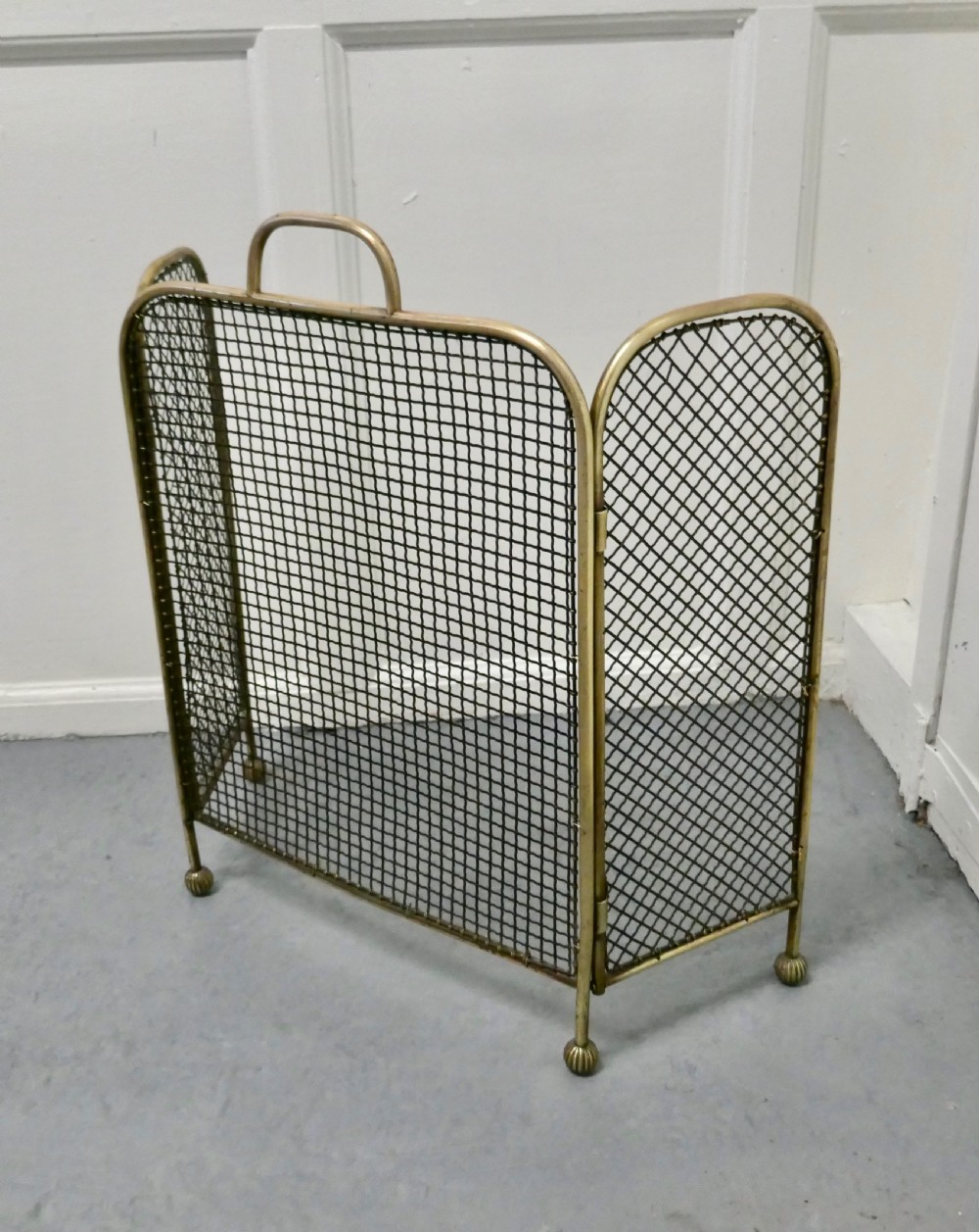19th Century Folding Brass Fire Guard  View III