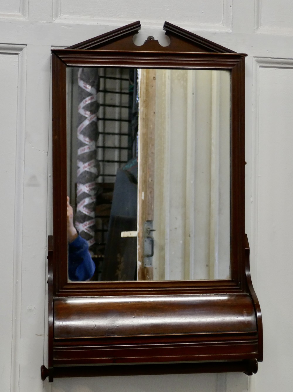 Victorian Mahogany Bathroom Wall Mirror with Towel Rail