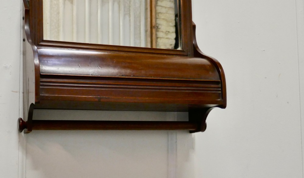 Victorian Mahogany Bathroom Wall Mirror with Towel Rail View III
