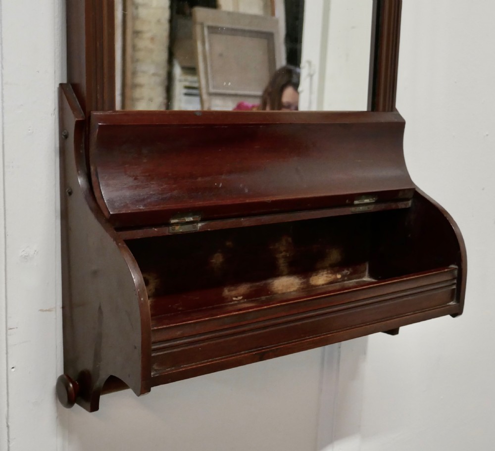 Victorian Mahogany Bathroom Wall Mirror with Towel Rail View IV