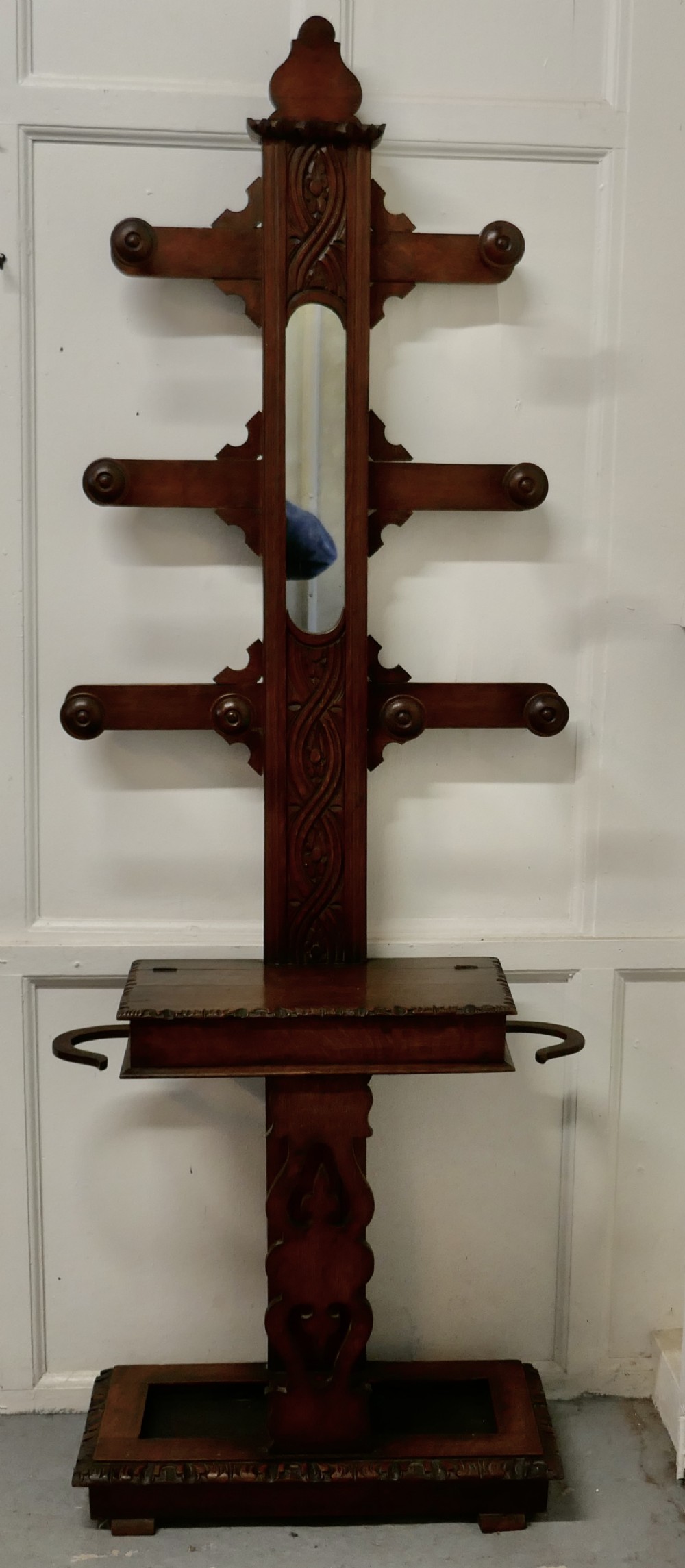 Victorian Carved Oak Tree Hall Stand