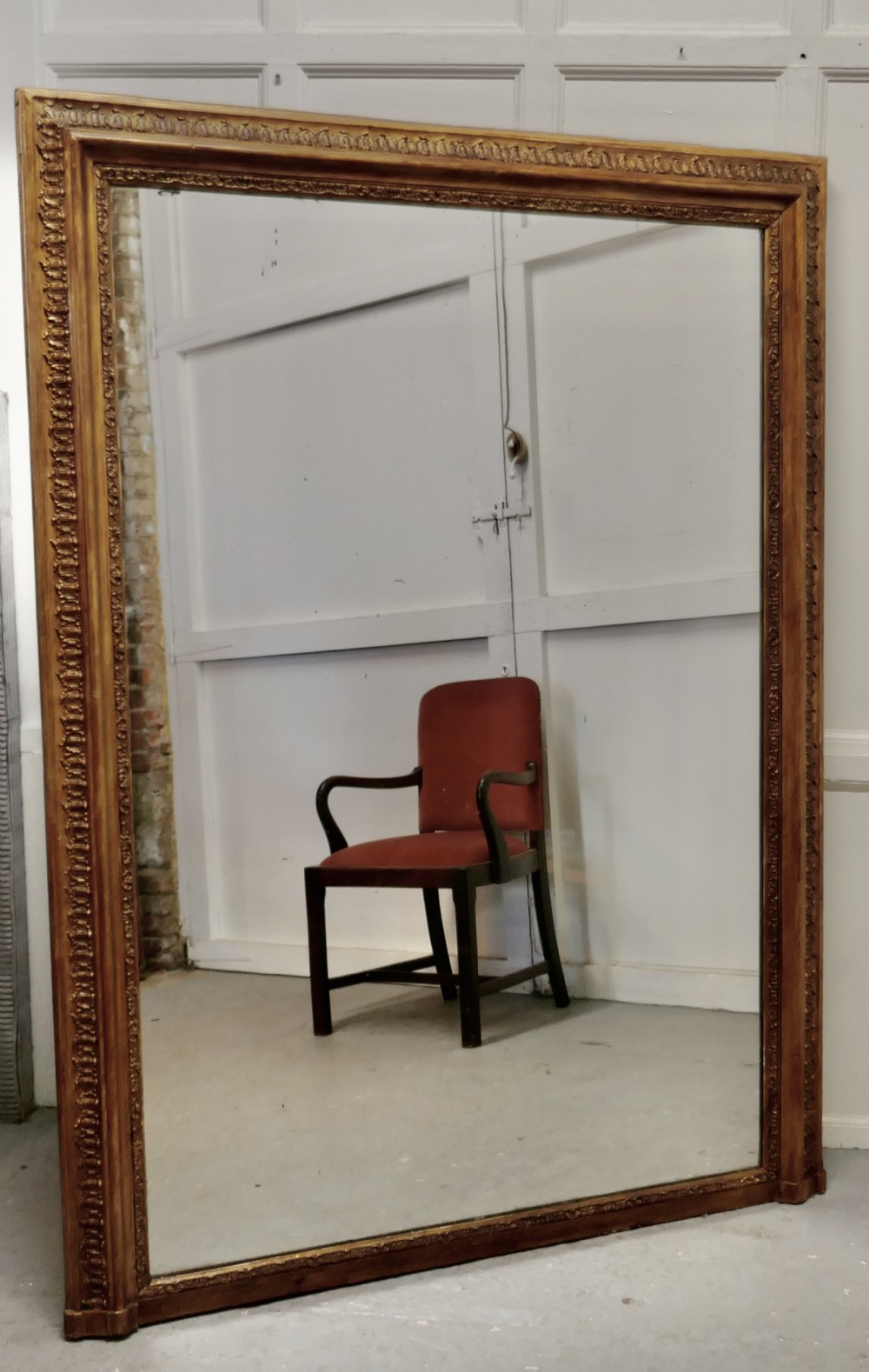 Very Large French Gilt Overmantel or Over Mantle Mirror