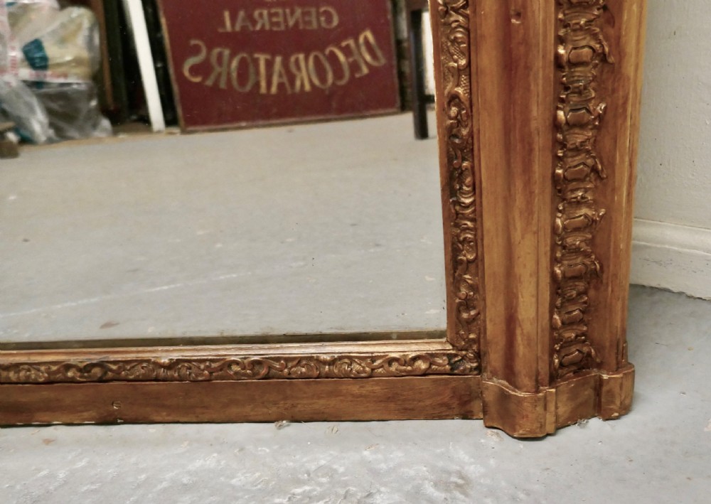 Very Large French Gilt Overmantel or Over Mantle Mirror View VI
