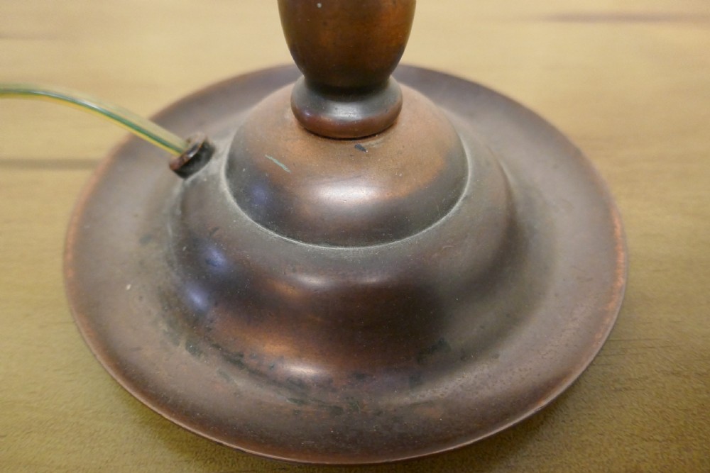 Arts and Crafts Bobbin Twist Column Copper Table Lamp  View IX