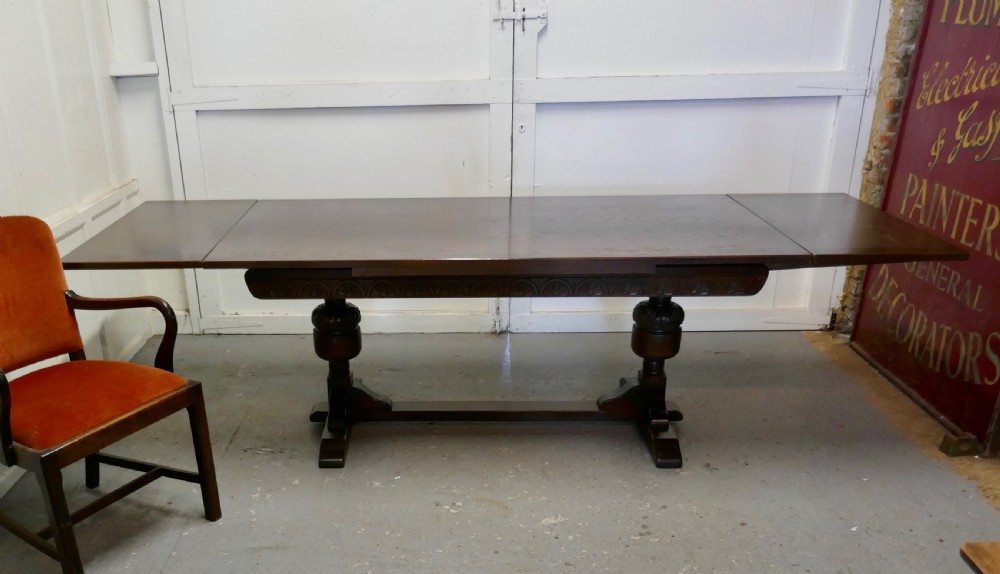 Large Dark Oak Refectory Extending Table  