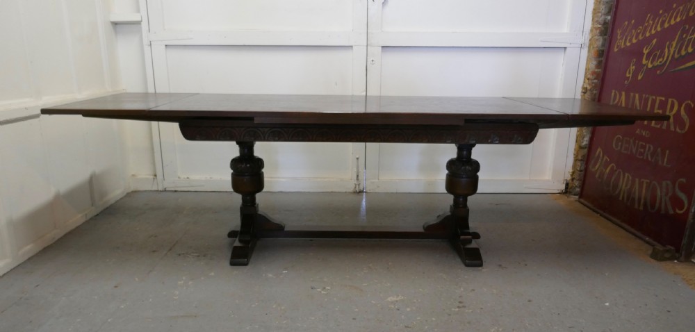 Large Dark Oak Refectory Extending Table   View II
