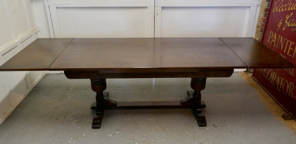 Large Dark Oak Refectory Extending Table   View III