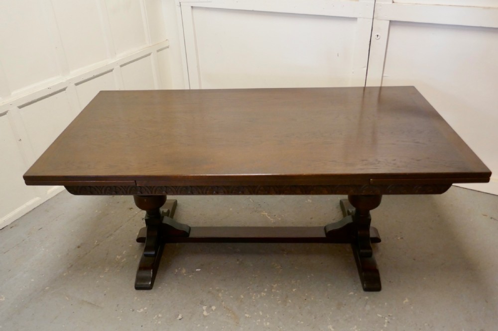 Large Dark Oak Refectory Extending Table   View VII