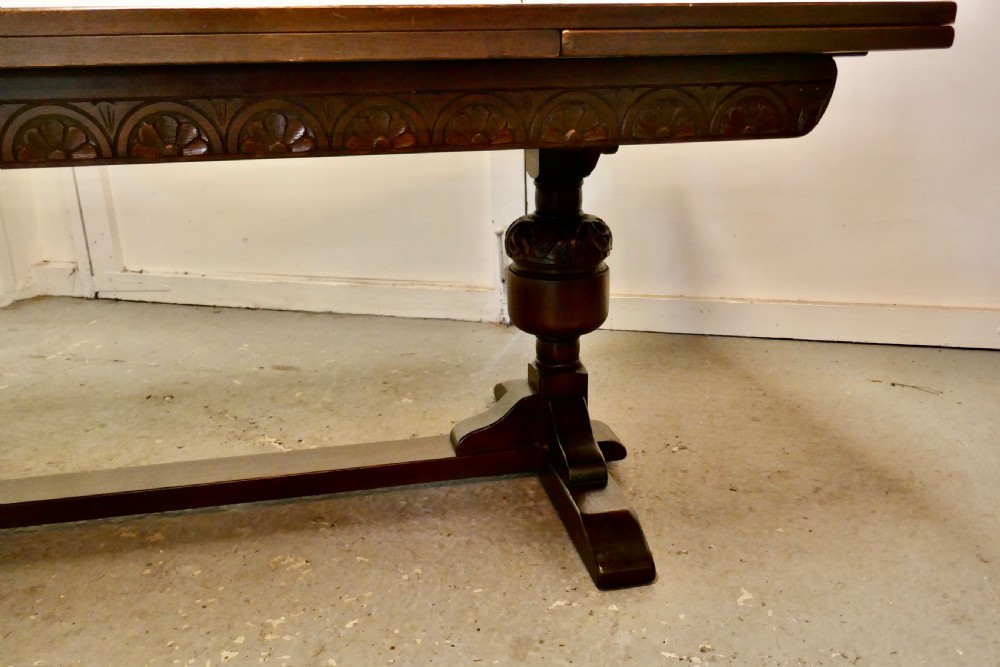 Large Dark Oak Refectory Extending Table   View VIII