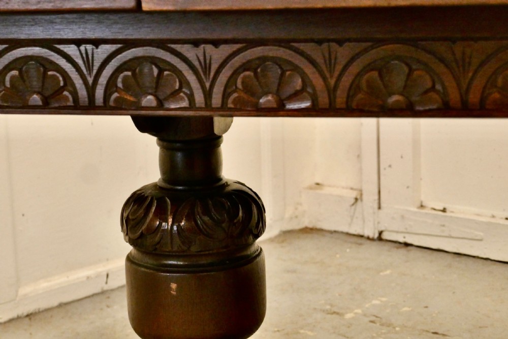 Large Dark Oak Refectory Extending Table   View IX