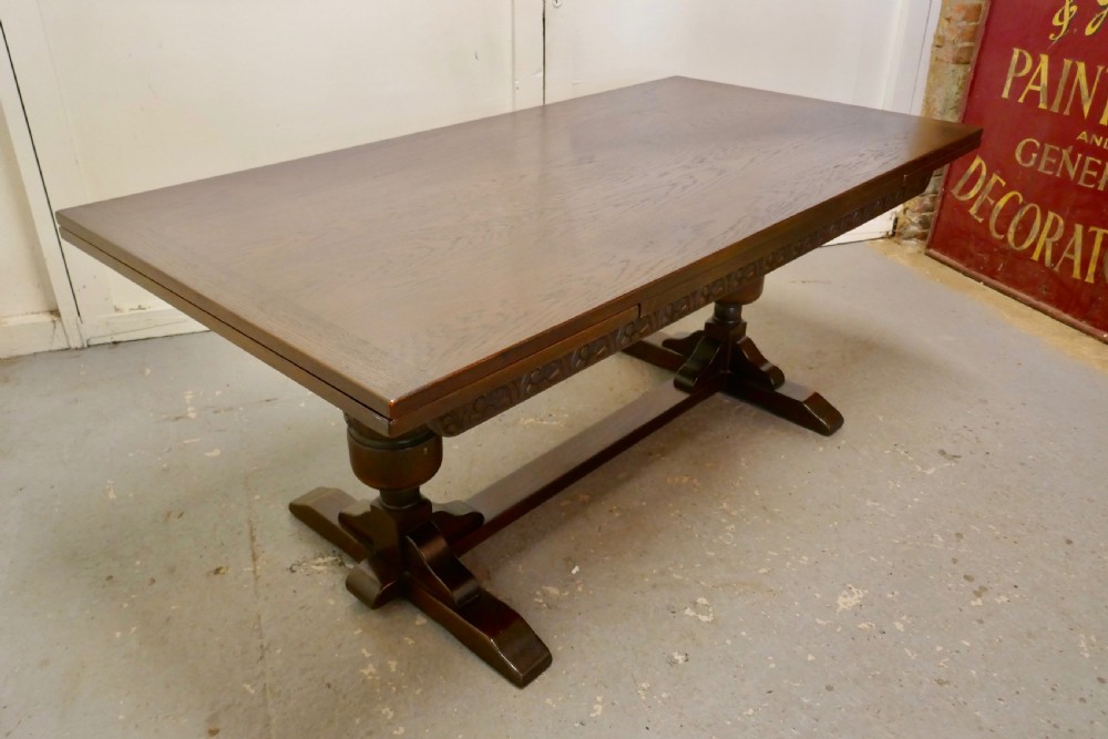 Large Dark Oak Refectory Extending Table   View X