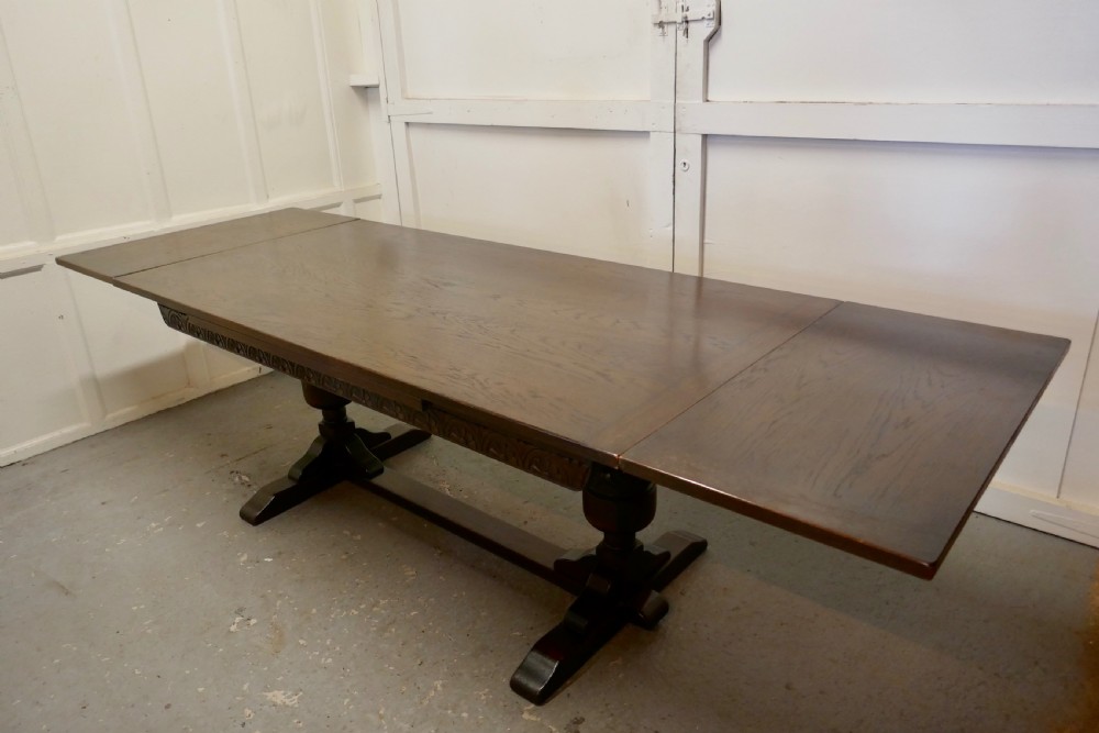 Large Dark Oak Refectory Extending Table   View XI