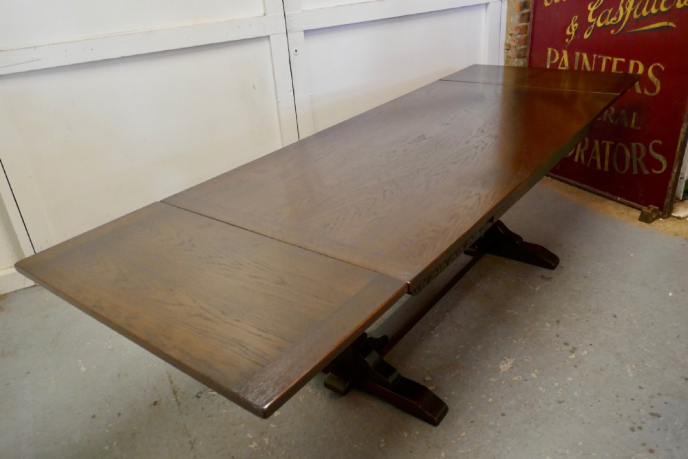 Large Dark Oak Refectory Extending Table   View XII