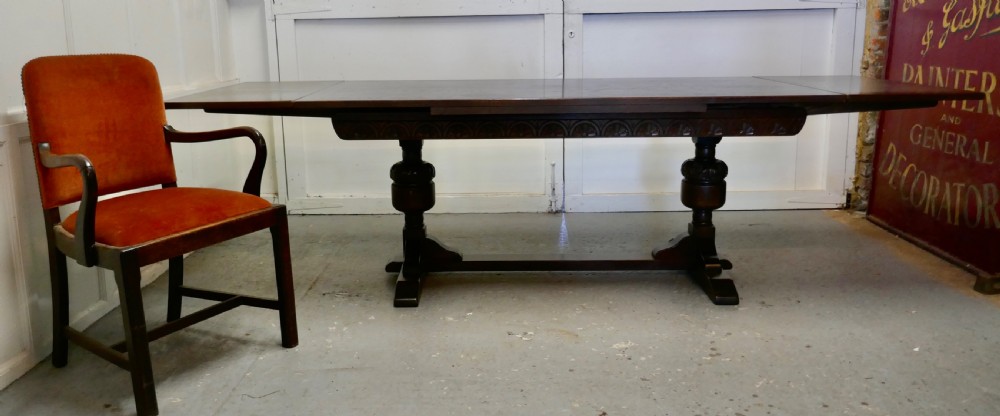 Large Dark Oak Refectory Extending Table   View XIII