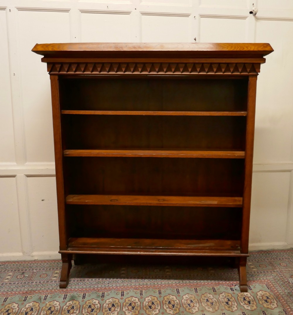 Arts and Crafts Large Golden Oak Open Bookcase