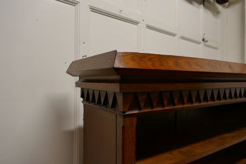 Arts and Crafts Large Golden Oak Open Bookcase View VII