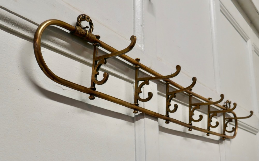 Nautical Brass Folding Coat Hook Rack from a Yacht View VI