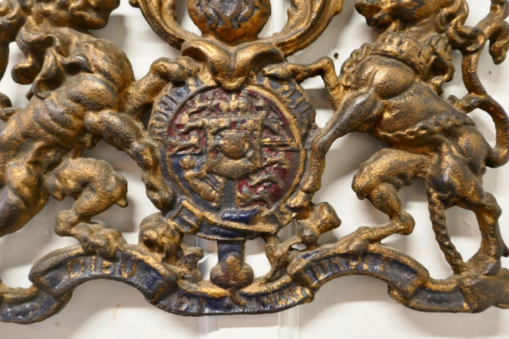 Wall Hanging Victorian Cast Iron Royal Coat of Arms Shield Plaque  View II