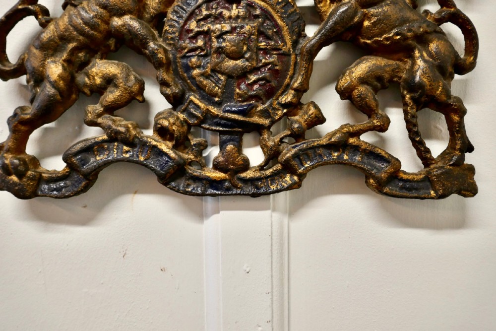 Wall Hanging Victorian Cast Iron Royal Coat of Arms Shield Plaque  View V
