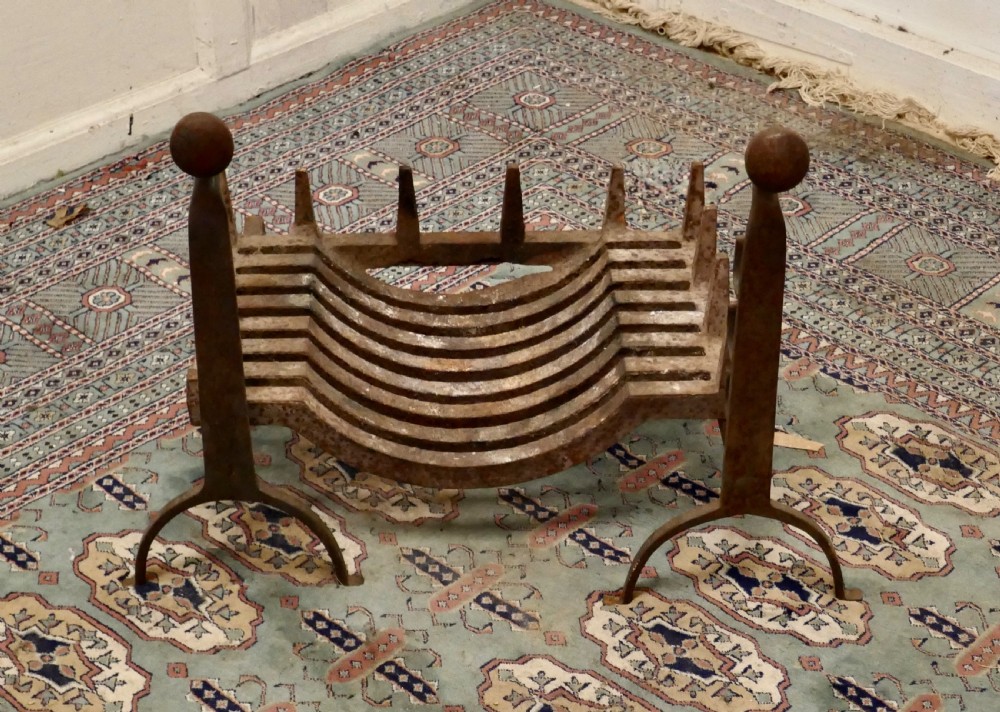 19th Century Inglenook Fire Grate on Andirons View III