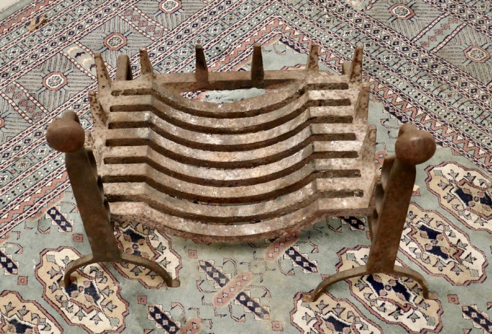 19th Century Inglenook Fire Grate on Andirons View IV