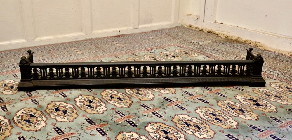 Victorian Arts and Crafts Cast Iron Fender Decorated with Flowers View IV