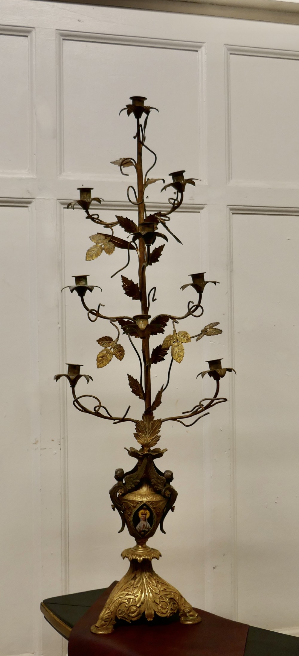 French Multi Sconce Toleware Gilded Lamp