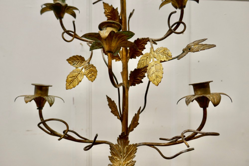 French Multi Sconce Toleware Gilded Lamp View IV