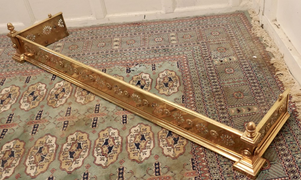 Victorian Pierced Brass Fender  View V