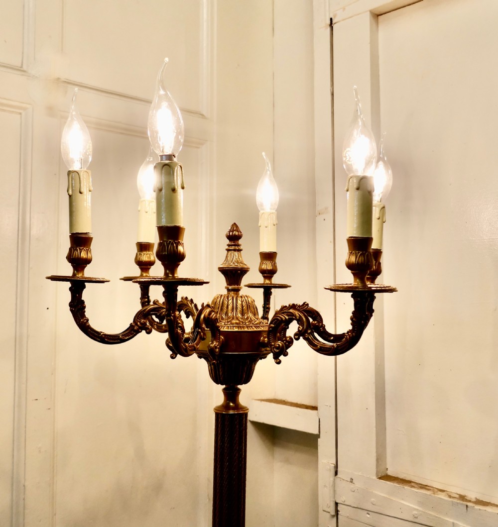 Rococo Gilt Brass Candelabra 6 Branch Floor Lamp, Standard Lamp View III