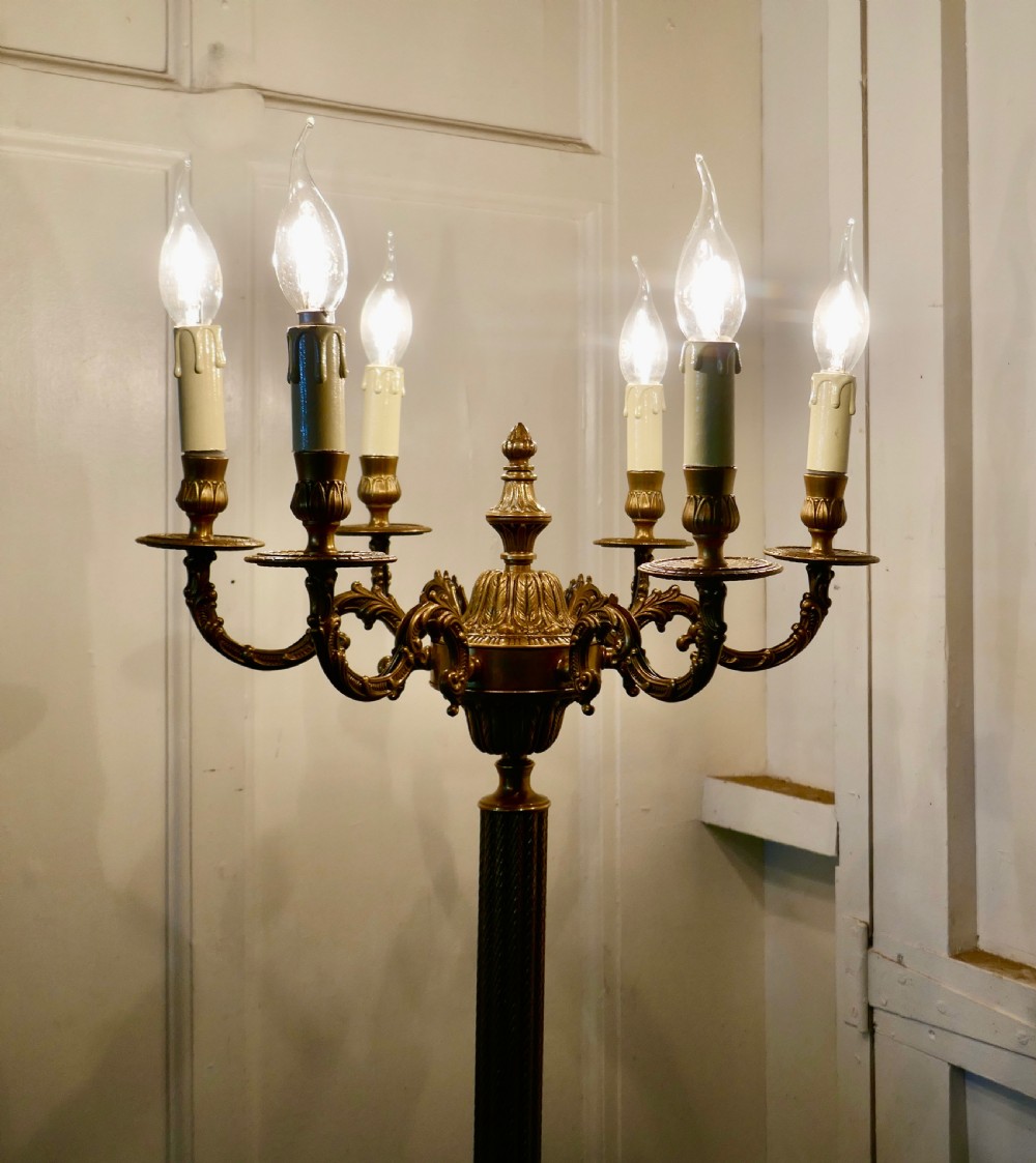 Rococo Gilt Brass Candelabra 6 Branch Floor Lamp, Standard Lamp View VIII