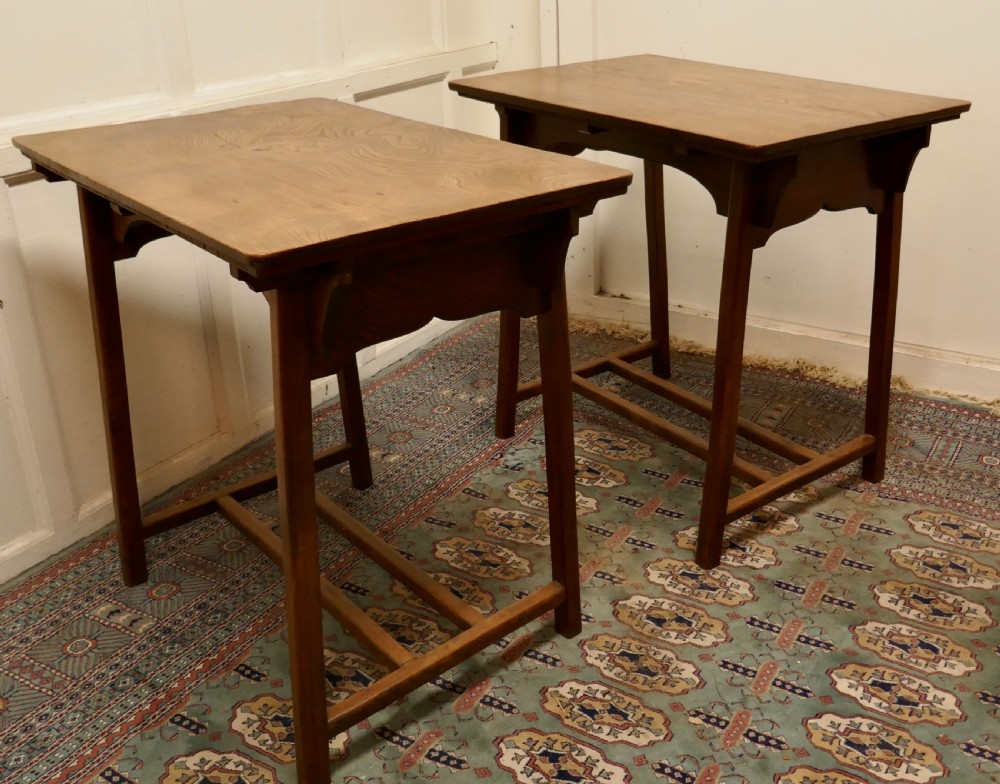 A Pair of Arts and Crafts Elm Tables View III