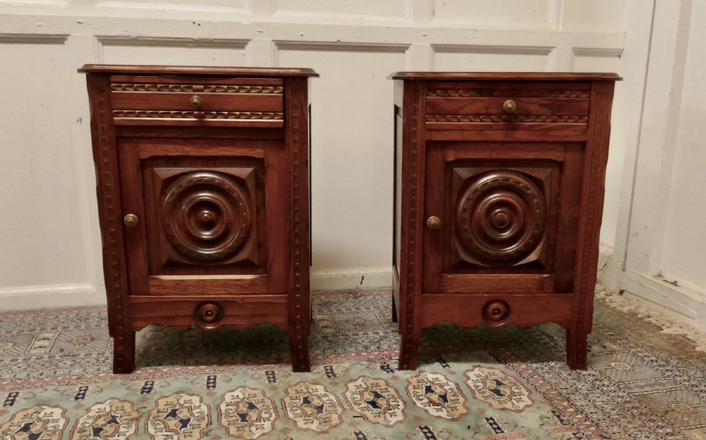Pair of Breton Chestnut Bedside Cupboards  
