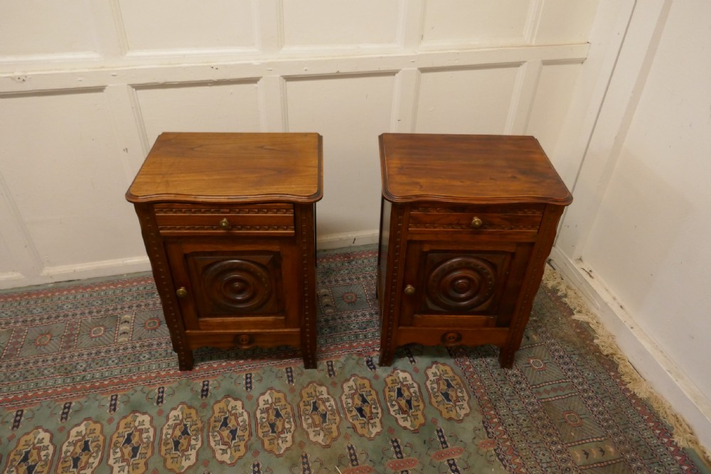 Pair of Breton Chestnut Bedside Cupboards   View II
