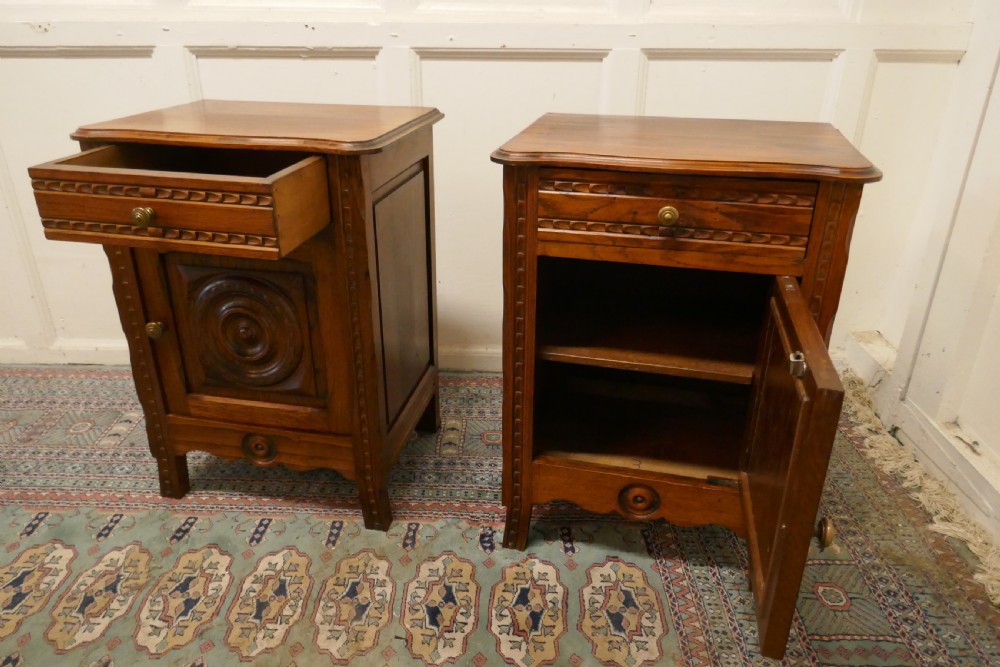 Pair of Breton Chestnut Bedside Cupboards   View V