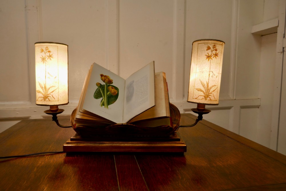 French Chestnut Book Rest Reading Stand Lamp View II