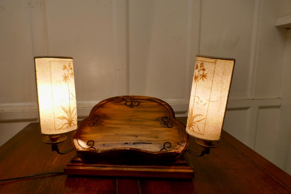 French Chestnut Book Rest Reading Stand Lamp View III