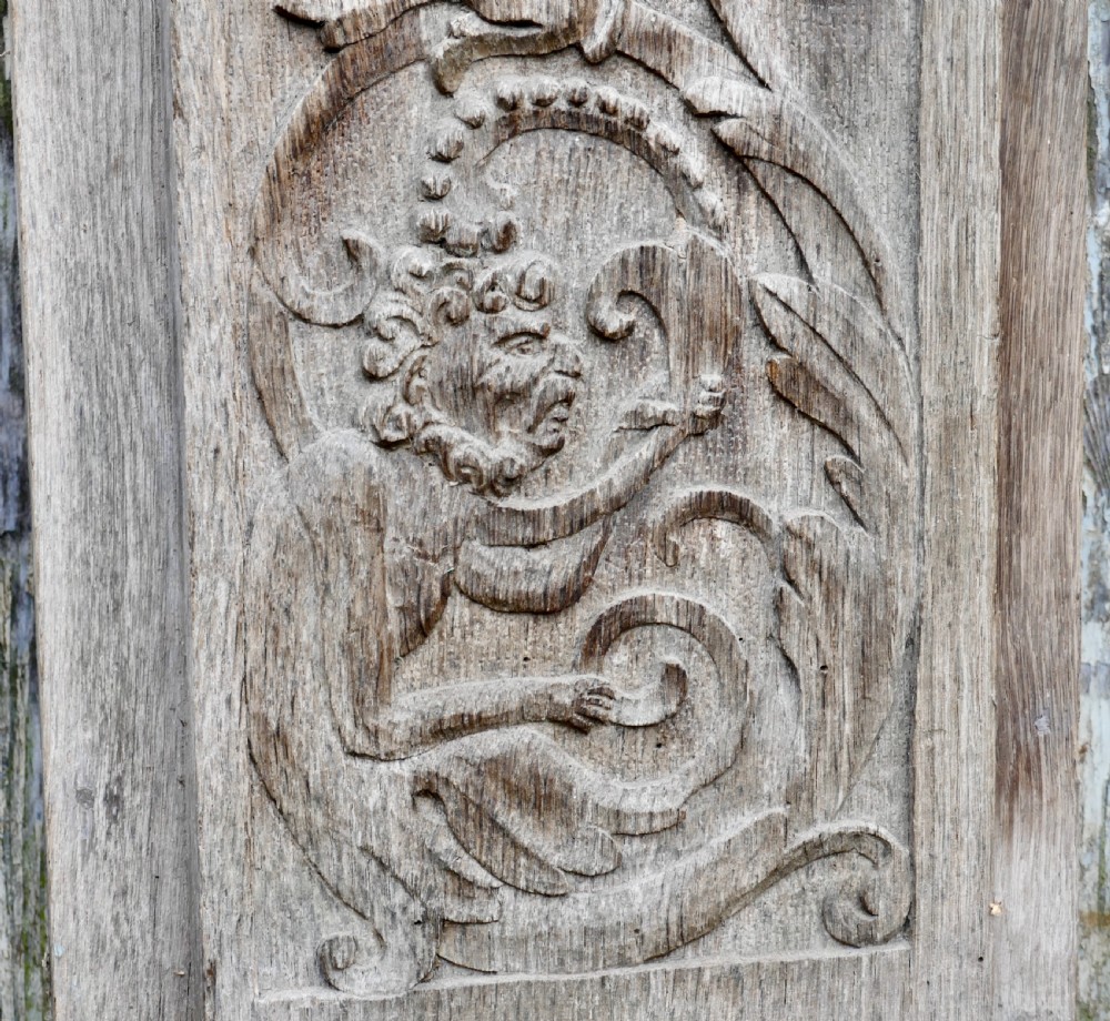 Set of 4, 8ft Tall 18th Century Carved Oak Wall Panels View V