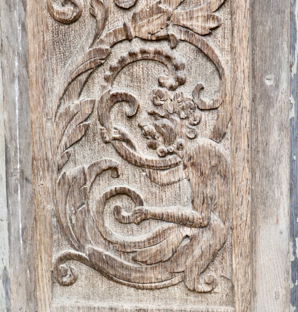 Set of 4, 8ft Tall 18th Century Carved Oak Wall Panels View VI