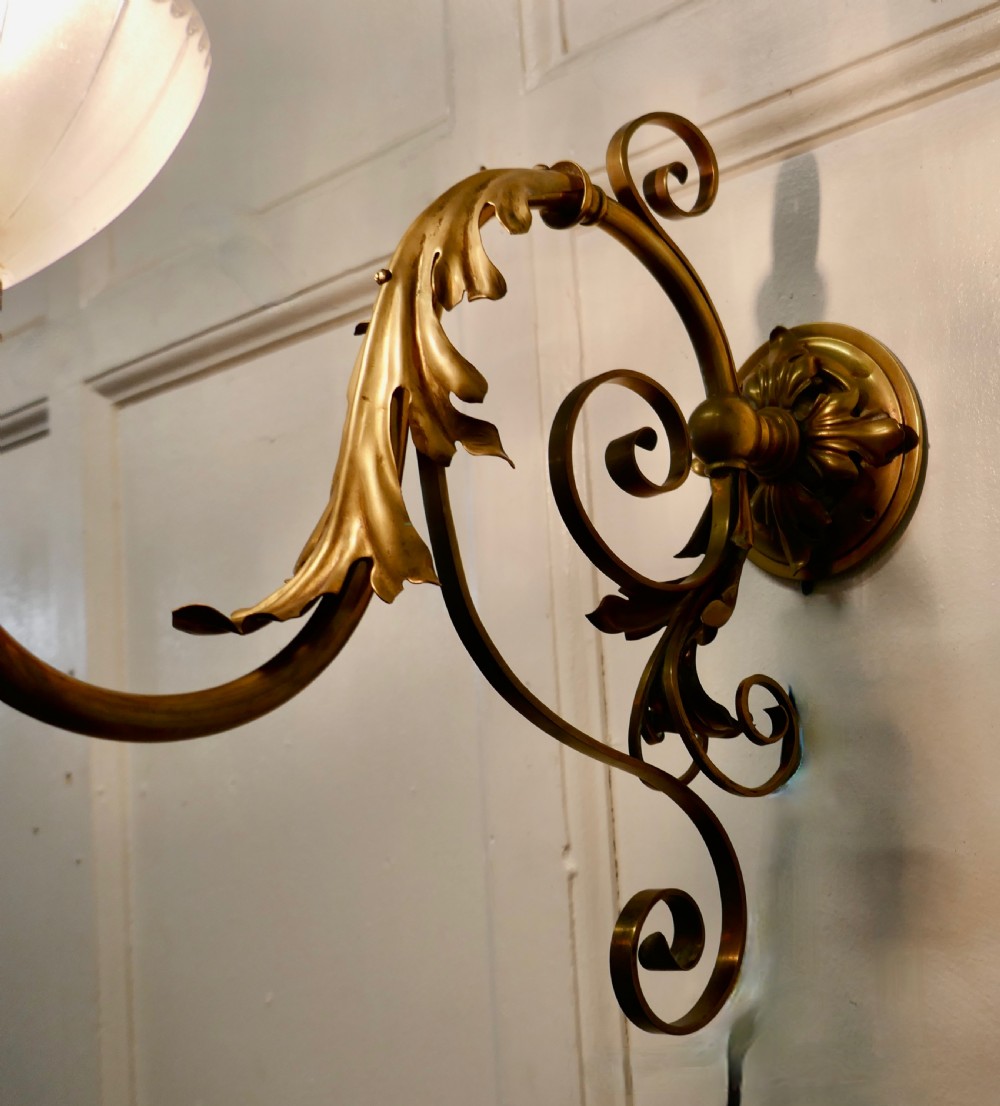 Victorian Brass Wall Light with Flower Shade View V