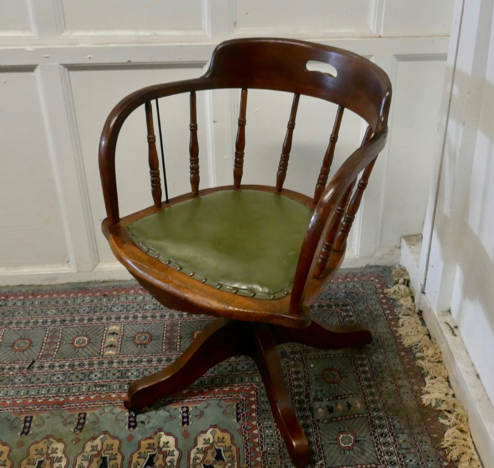 Edwardian Oak Office Desk Chair, Smokers Bow View III