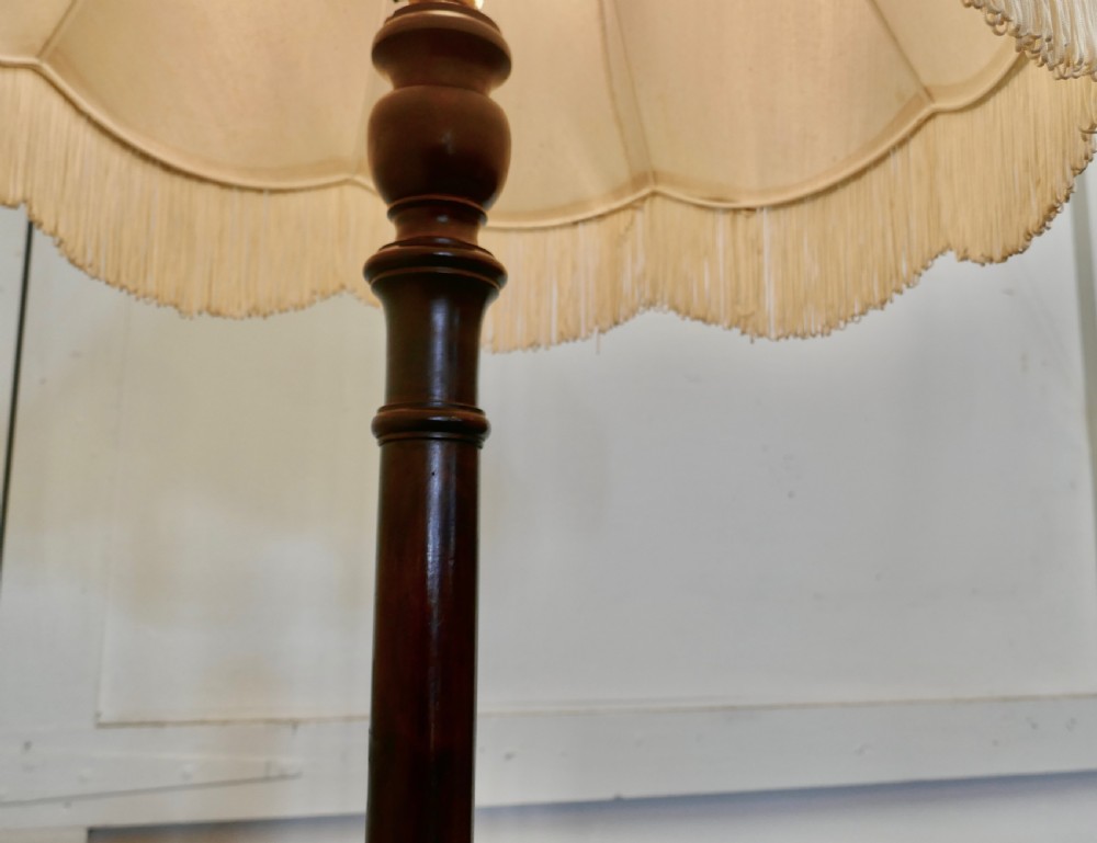 Turned Mahogany Floor Standing or Standard Lamp View IV